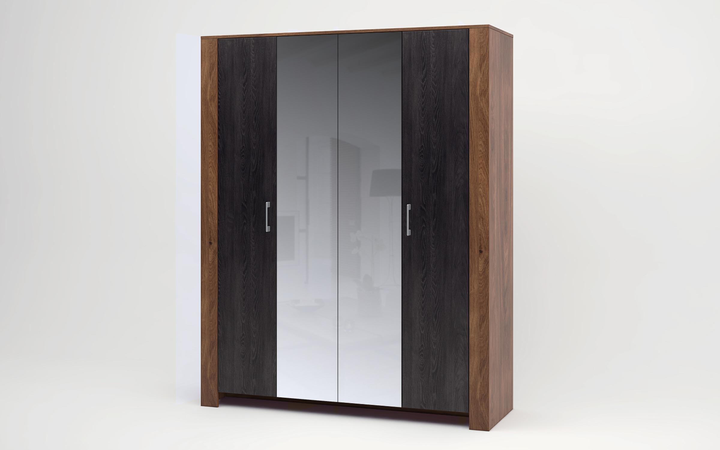 Dulap cu 4 usi Bronx M08, stejar brandy castello + carbon wood  1